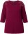 Ulla Popken Flower Epaulet 3/4 Sleeve Top Dark Cherry Red - Trykte T-shirts til kvinder - 