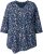 Ulla Popken Ribbon Print 3/4 Sleeve Asymmetric Tee Navy - Trykte T-shirts til kvinder - 