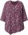 Ulla Popken Ribbon Print 3/4 Sleeve Asymmetric Tee Plum - Trykte T-shirts til kvinder - 
