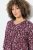 Ulla Popken Ribbon Print 3/4 Sleeve Asymmetric Tee Plum - Trykte T-shirts til kvinder - Printede T-shirts til Damer