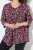 Ulla Popken Ribbon Print 3/4 Sleeve Asymmetric Tee Plum - Trykte T-shirts til kvinder - Printede T-shirts til Damer