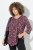 Ulla Popken Ribbon Print 3/4 Sleeve Asymmetric Tee Plum - Trykte T-shirts til kvinder - Printede T-shirts til Damer