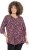 Ulla Popken Ribbon Print 3/4 Sleeve Asymmetric Tee Plum - Trykte T-shirts til kvinder - 