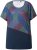 Ulla Popken Quick Drying Geometric Print Short Sleeve Tee Navy Blue - Trykte T-shirts til kvinder - 
