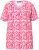 Ulla Popken Coral Reef Printed Short Sleeve V-Neck Tee Lychee - Trykte T-shirts til kvinder - Printede T-shirts til Damer