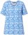 Ulla Popken Coral Reef Printed Short Sleeve V-Neck Tee Teal Blue - Trykte T-shirts til kvinder - 