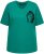 Ulla Popken Embroidered Face Motif Short Sleeve V-Neck Tee Emerald Green - Trykte T-shirts til kvinder - 