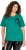 Ulla Popken Embroidered Face Motif Short Sleeve V-Neck Tee Emerald Green - Trykte T-shirts til kvinder - 