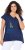 Ulla Popken Half-Sleeve A-line V-Neck Boat Pattern T-Shirt Ink Blue - Trykte T-shirts til kvinder - 