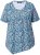 Ulla Popken Floral Pointed Hem Short Sleeve Tee Deep Aqua - Trykte T-shirts til kvinder - 