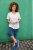 Ulla Popken Embroidered Sunrise Lettering Tee Off-White - Trykte T-shirts til kvinder - 