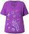 Ulla Popken Marine Print Short Sleeve Tee Purple - Trykte T-shirts til kvinder - 