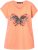 Ulla Popken Free Spirit Butterfly Cap Sleeve Graphic Tee Coral - Trykte T-shirts til kvinder - 