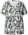 Ulla Popken Feather Print Short Sleeve V-Neck Tee Olive Grey - Trykte T-shirts til kvinder - 