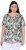 Ulla Popken Feather Print Short Sleeve V-Neck Tee Olive Grey - Trykte T-shirts til kvinder - 