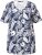 Ulla Popken Feather Print Short Sleeve V-Neck Tee Ink Blue - Trykte T-shirts til kvinder - 