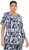 Ulla Popken Feather Print Short Sleeve V-Neck Tee Ink Blue - Trykte T-shirts til kvinder - 