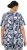 Ulla Popken Feather Print Short Sleeve V-Neck Tee Ink Blue - Trykte T-shirts til kvinder - 