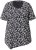 Ulla Popken Bow Print Short Sleeve Pointed Hem Tee Black - Trykte T-shirts til kvinder - 