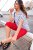 Ulla Popken Bow Print Short Sleeve Pointed Hem Tee Snow White - Trykte T-shirts til kvinder - 