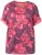 Ulla Popken Quick Drying Flower Print Short Sleeve Tee Dark Cherry - Trykte T-shirts til kvinder - 