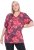 Ulla Popken Quick Drying Flower Print Short Sleeve Tee Dark Cherry - Trykte T-shirts til kvinder - 