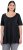 Ulla Popken Essential Front Pleat Tee Black - T-shirts - T-shirts til kvinder