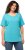 Ulla Popken Double Layer Rounded V-Neck Slim Fit Tee Deep Aqua - T-shirts - T-shirts til kvinder