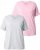 Ulla Popken Eco Cotton Basic T-Shirt 2-Pack Grey/Pink - T-shirts - T-shirts til kvinder