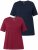 Ulla Popken Eco Cotton Basic T-Shirt 2-Pack Red/Navy - T-shirts - T-shirts til kvinder