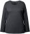 Ulla Popken Basic Round Neck Long Sleeve Slim Fit Cotton Tee Charcoal - T-shirts - T-shirts til kvinder