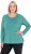 Ulla Popken Basic Round Neck Long Sleeve Slim Fit Cotton Tee Green - T-shirts - 