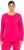 Ulla Popken Basic Round Neck Long Sleeve Slim Fit Cotton Tee Red Pink - T-shirts - T-shirts til kvinder