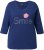 Ulla Popken Smile Rhinestone 3/4 Sleeve Graphic Tee Ink Blue - Trykte T-shirts til kvinder - Printede T-shirts til Damer