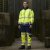 Leo Bowden Ecoviz Softshell Jacket Hi-Vis Yellow/Navy Print - Arbejdstøj - Arbejdstøj i store størrelser