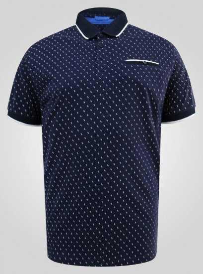 D555 Reid AOP Polo With Jacquard Collar, Pocket And Cuffs Mørkeblå - Polotrøjer - Polotrøjer 2XL-8XL