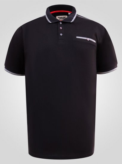 D555 Potts Jersey Polo With Jacquard Collar & Cuffs Sort - Polotrøjer - Polotrøjer 2XL-8XL