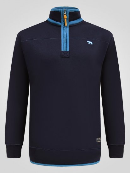 D555 Conway 2 1/4 Zip Neck Fleece Sweatshirt With Bear Logo Mørkeblå - Trøjer og hættetrøjer - Trøjer og Hættetrøjer i store størrelser - 2XL-14XL