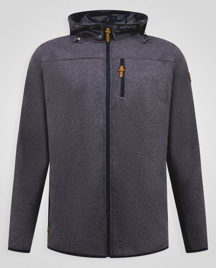 D555 Conrad Detachable Hood Bonded Fleece Zip Through Hoody TALL Mørkeblå - TALL trøjer - TALL sweatshirts til høje mænd