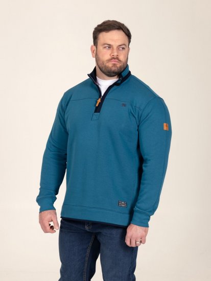 D555 Conway 1 1/4 Zip Neck Fleece Sweatshirt With Bear Logo Teal - Trøjer og hættetrøjer - Trøjer og Hættetrøjer i store størrelser - 2XL-14XL