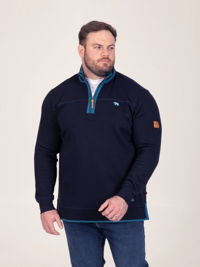 D555 Conway 2 1/4 Zip Neck Fleece Sweatshirt With Bear Logo Mørkeblå - Trøjer og hættetrøjer - Trøjer og Hættetrøjer i store størrelser - 2XL-14XL