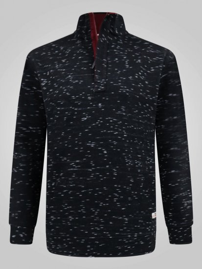 D555 Chandler Reno 1/4 Zip Neck Sweatshirt With Bear Logo Sort - Trøjer og hættetrøjer - Trøjer og Hættetrøjer i store størrelser - 2XL-14XL