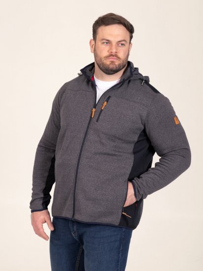 D555 Conrad Detachable Hood Bonded Fleece Zip Through Hoody TALL Mørkeblå - TALL trøjer - TALL sweatshirts til høje mænd