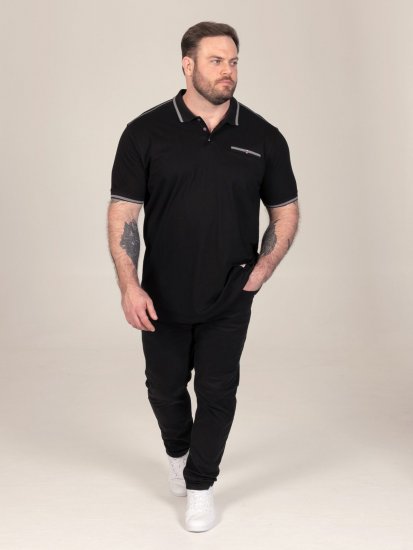 D555 Potts Jersey Polo With Jacquard Collar & Cuffs Sort - Polotrøjer - Polotrøjer 2XL-8XL
