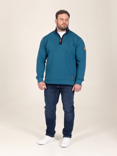 D555 Conway 1 1/4 Zip Neck Fleece Sweatshirt With Bear Logo Teal - Trøjer og hættetrøjer - Trøjer og Hættetrøjer i store størrelser - 2XL-14XL