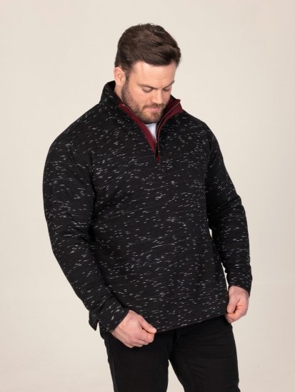 D555 Chandler Reno 1/4 Zip Neck Sweatshirt With Bear Logo Sort - Trøjer og hættetrøjer - Trøjer og Hættetrøjer i store størrelser - 2XL-14XL