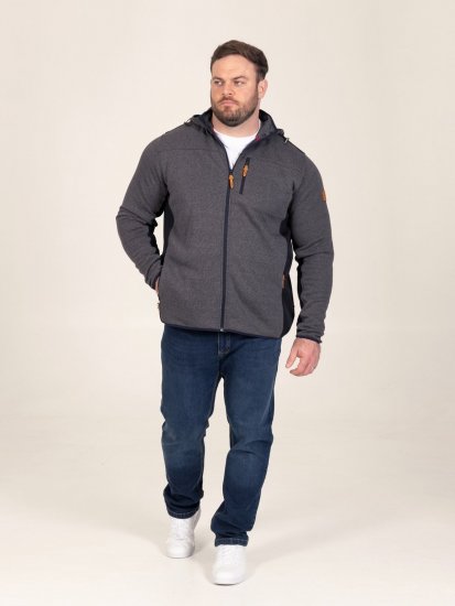 D555 Conrad Detachable Hood Bonded Fleece Zip Through Hoody TALL Mørkeblå - TALL trøjer - TALL sweatshirts til høje mænd