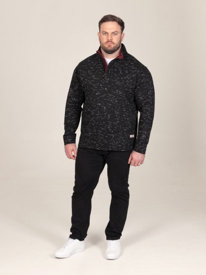 D555 Chandler Reno 1/4 Zip Neck Sweatshirt With Bear Logo Sort - Trøjer og hættetrøjer - Trøjer og Hættetrøjer i store størrelser - 2XL-14XL