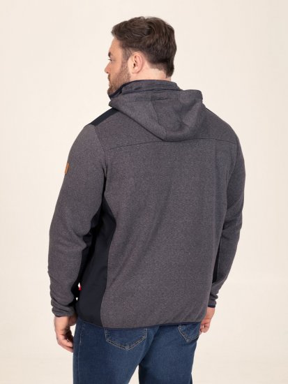 D555 Conrad Detachable Hood Bonded Fleece Zip Through Hoody TALL Mørkeblå - TALL trøjer - TALL sweatshirts til høje mænd