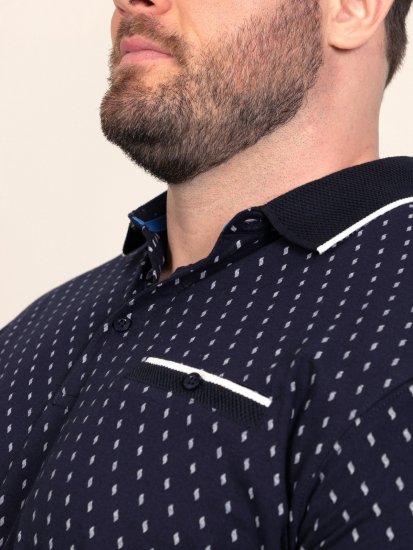 D555 Reid AOP Polo With Jacquard Collar, Pocket And Cuffs Mørkeblå - Polotrøjer - Polotrøjer 2XL-8XL